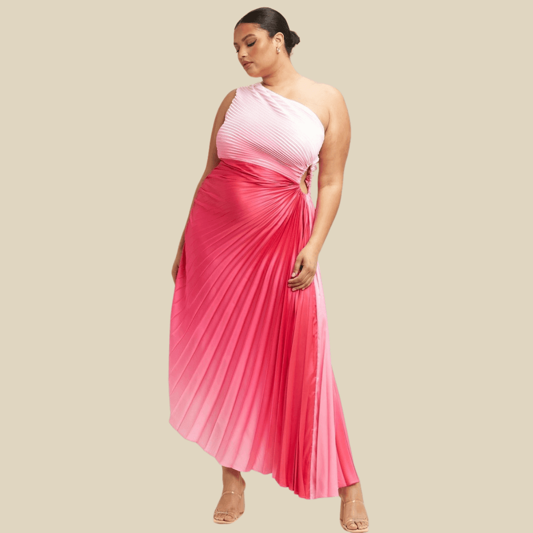 Mikayla Ombre Pleated One Shoulder Maxi Dress-Purple Multi