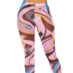 Lia Very sheer multi color retro print mesh leggings - La Belle Gina Boutique