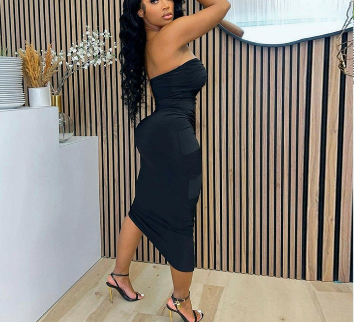 Lola sexy cut out solid color strapless dress - La Belle Gina Boutique